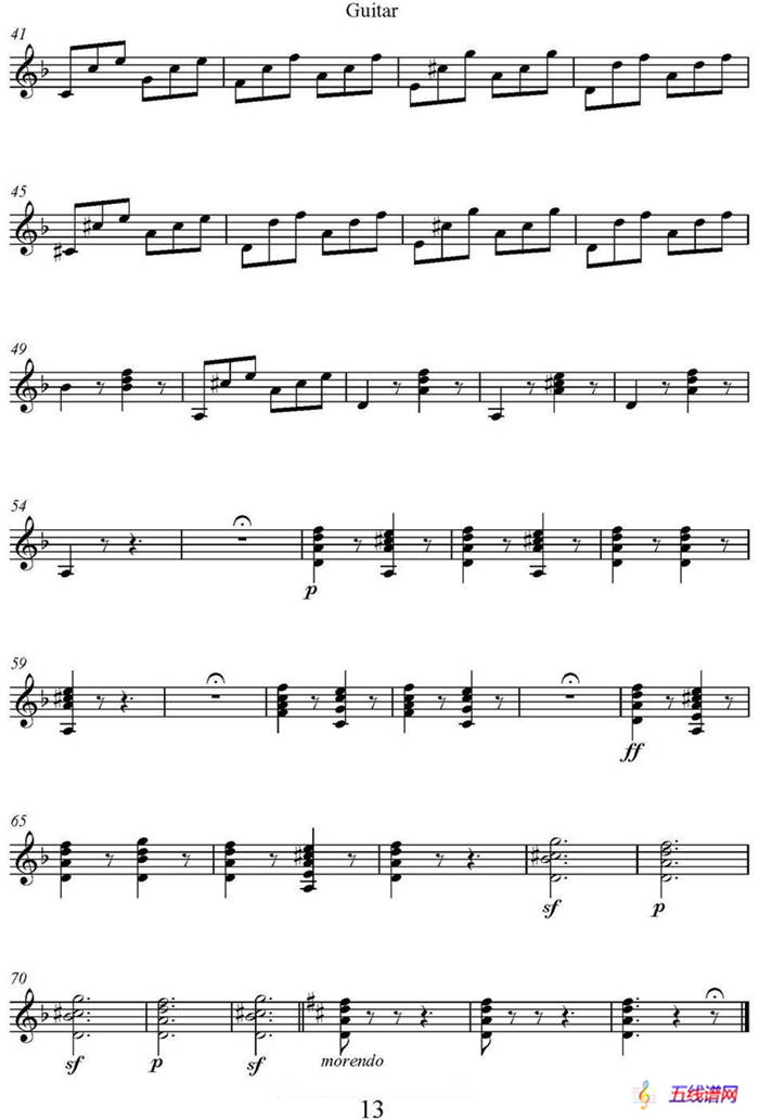 帕格尼尼六首《小提琴和吉他二重奏》 (M.S.110)（吉他分谱）