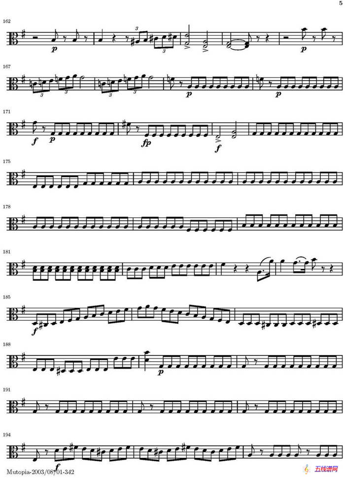 String Quartet nr.18 in E minor（E小调弦乐四重奏）（中提琴分谱）