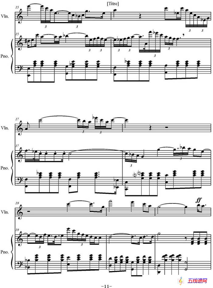 Sonate Verte（2-Lento、小提琴+钢琴伴奏）