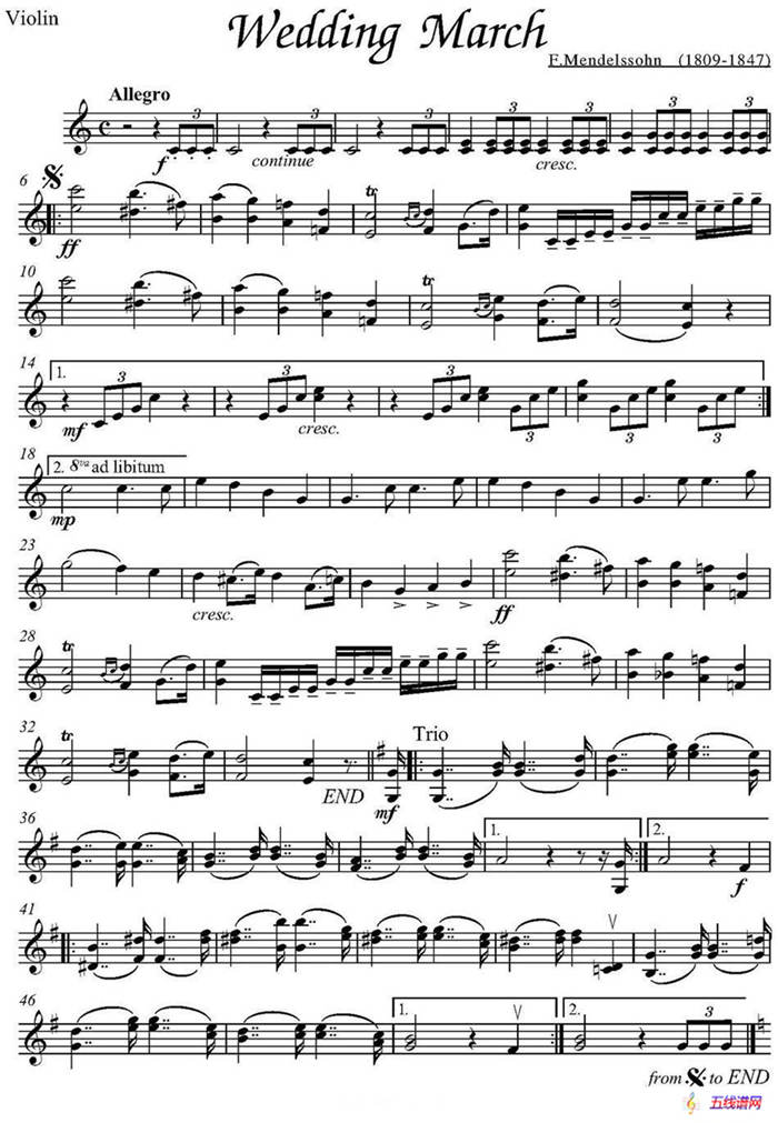 Wedding March（F.Mendelssohn作曲版）