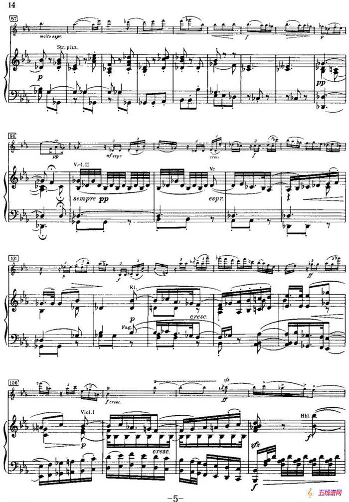 g小调小提琴协奏曲Op.26（II、Adagio、小提琴+钢琴伴奏）