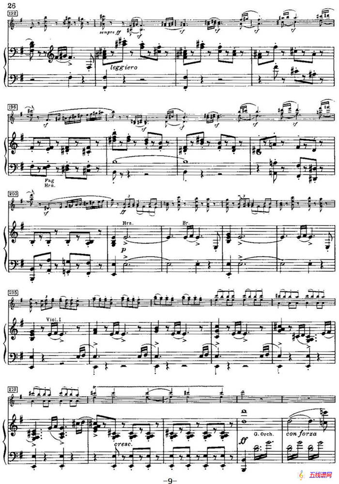 g小调小提琴协奏曲Op.26（III、Finale、小提琴+钢琴伴奏）