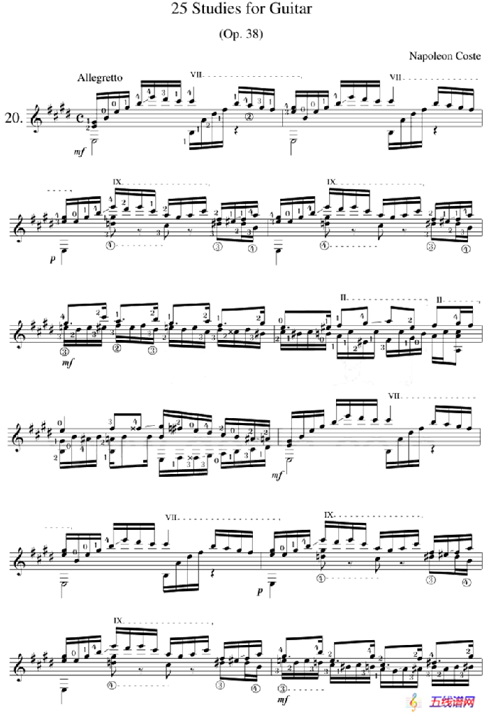 Napoleon Coste《25 Studies,Op.38》（STUDY 20）