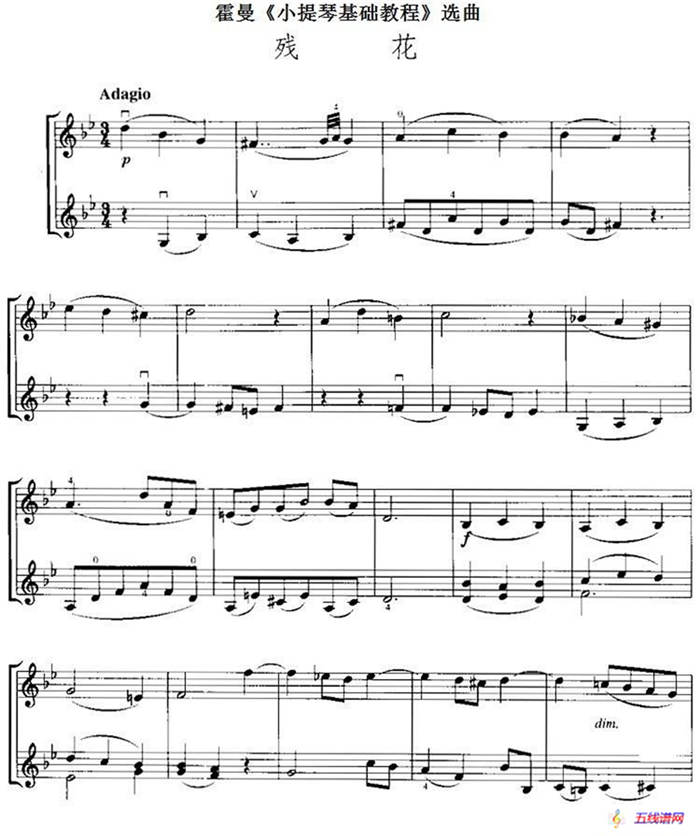 霍曼《小提琴基础教程》选曲：残花（二重奏）