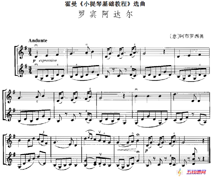 霍曼《小提琴基础教程》选曲：罗宾阿达尔（二重奏）