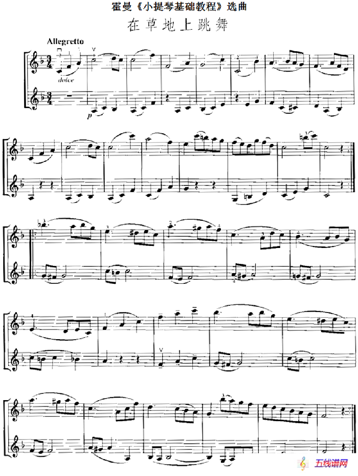 霍曼《小提琴基础教程》选曲：在草地上跳舞（二重奏）