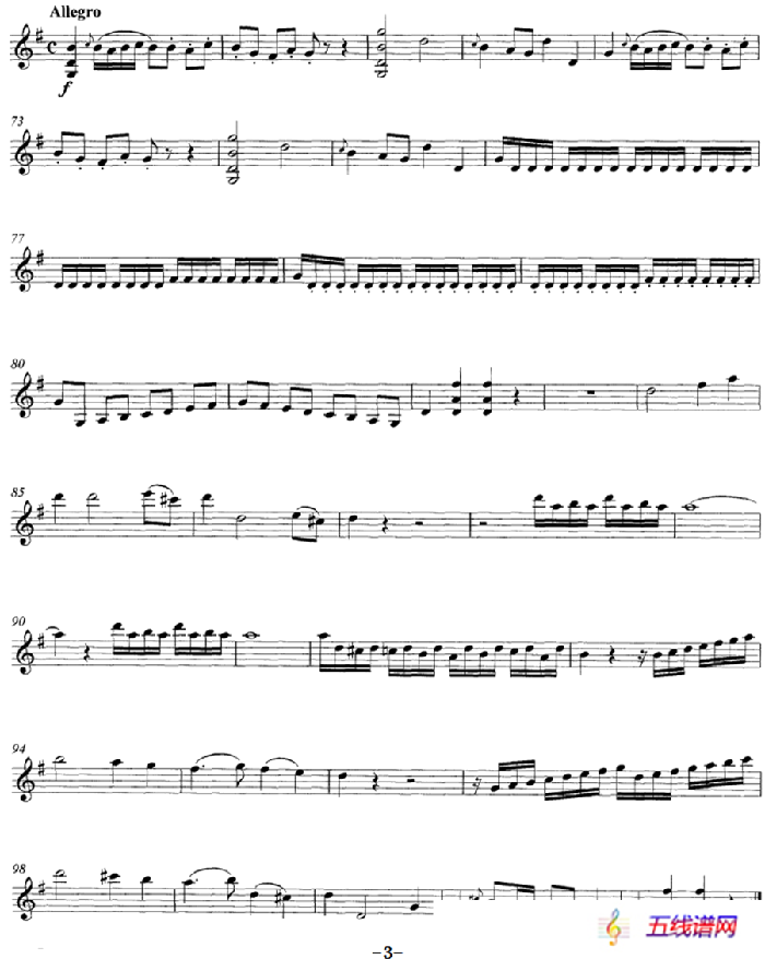 Mozart《String Quartet No.1 in G Major,K.80》（Violin Ⅱ分谱）