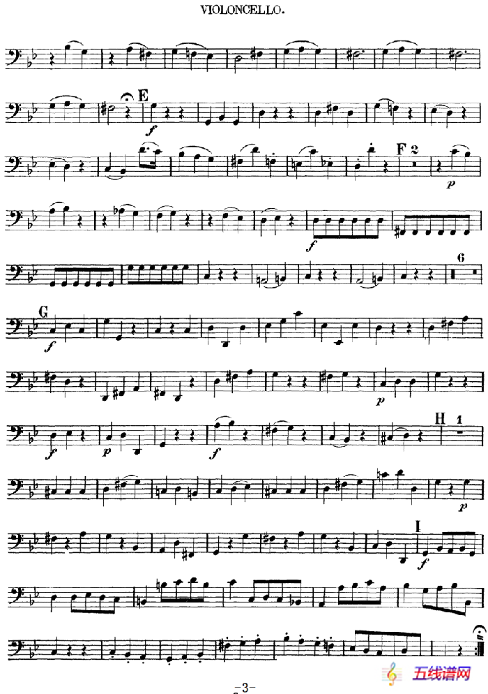 Mozart《Quartet No.6 in Bb Major,K.159》（Cello分谱）