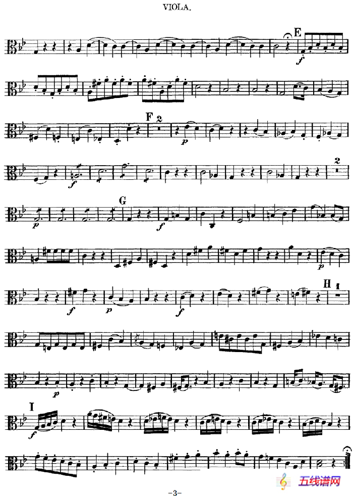 Mozart《Quartet No.6 in Bb Major,K.159》（Viola分谱）