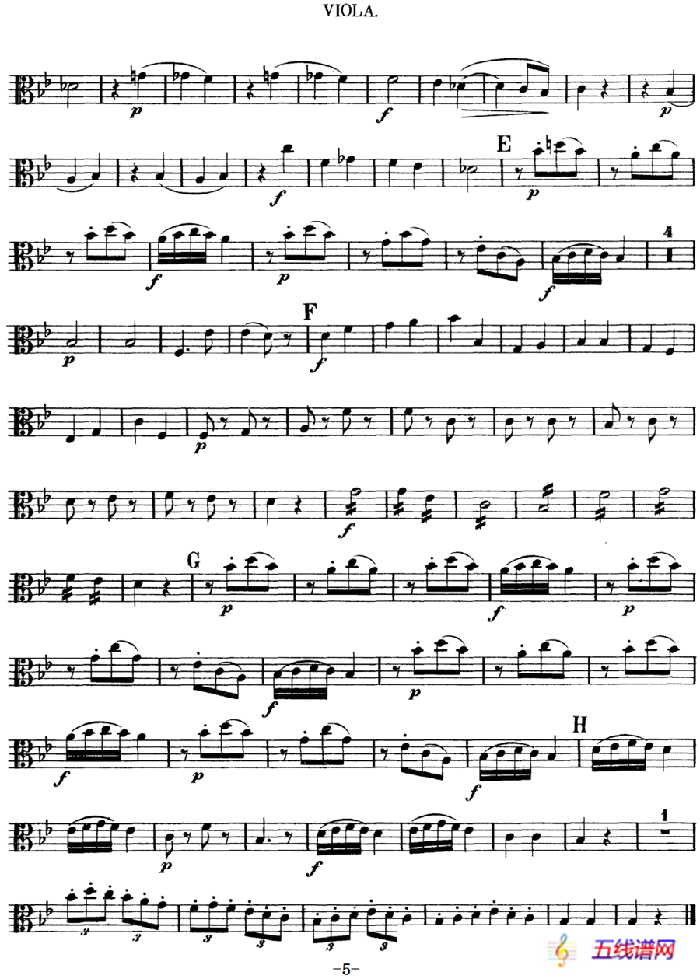 Mozart《Quartet No.6 in Bb Major,K.159》（Viola分谱）