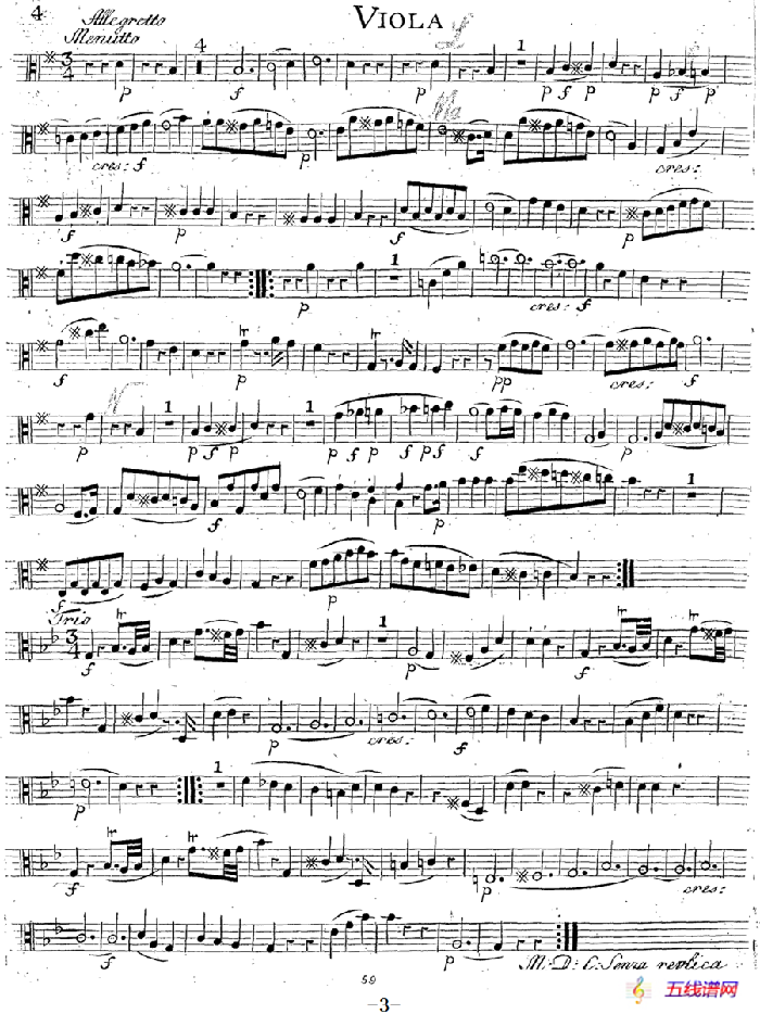 Mozart《Quartet No.14 in G Major,K.387》（Viola分谱）