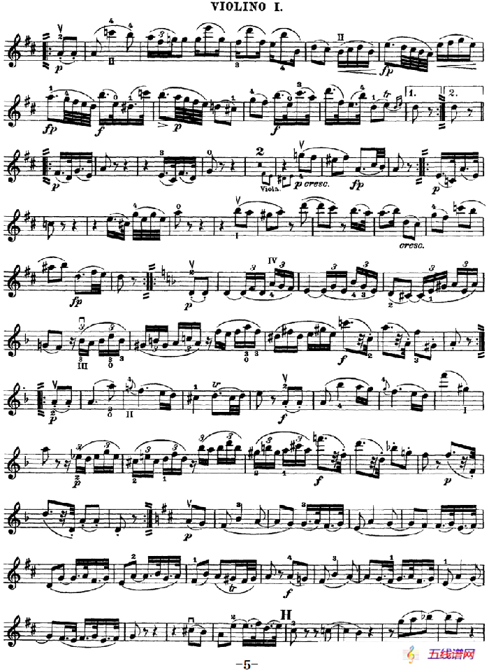Mozart《Quartet No.18 in A Major,K.464》（Violin 1分谱）