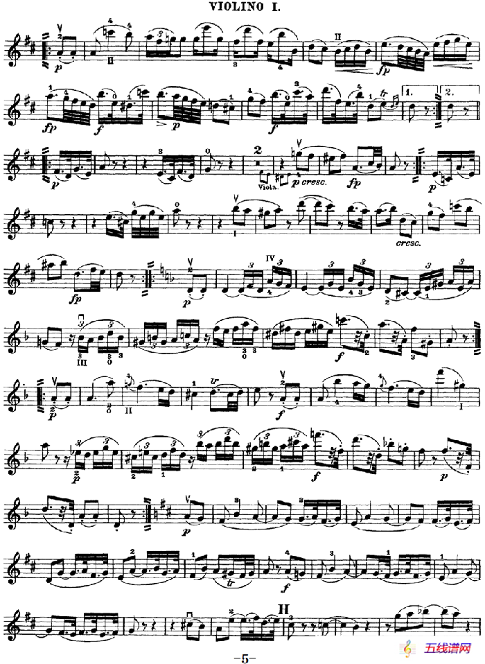 Mozart《Quartet No.18 in A Major,K.464》（Violin 1分譜）