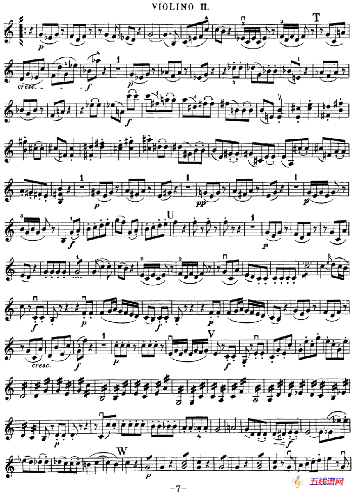 Mozart《Quartet No.19 in C Major,K.465》（Violin 2分谱）