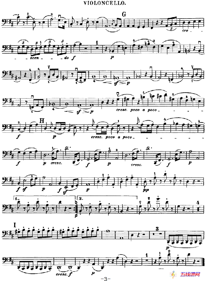 Mozart《Quartet No.20 in D Major,K.499》（Cello分谱）