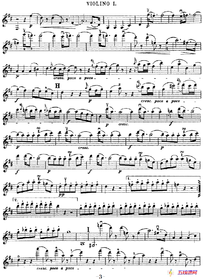 Mozart《Quartet No.20 in D Major,K.499》（Violin 1分谱）