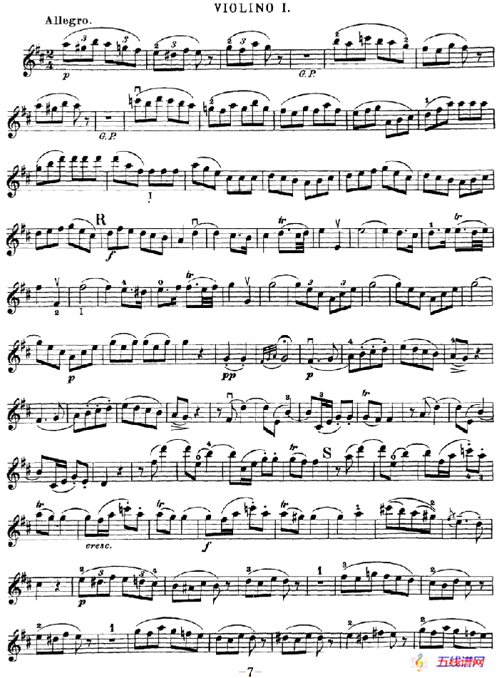 Mozart《Quartet No.20 in D Major,K.499》（Violin 1分谱）