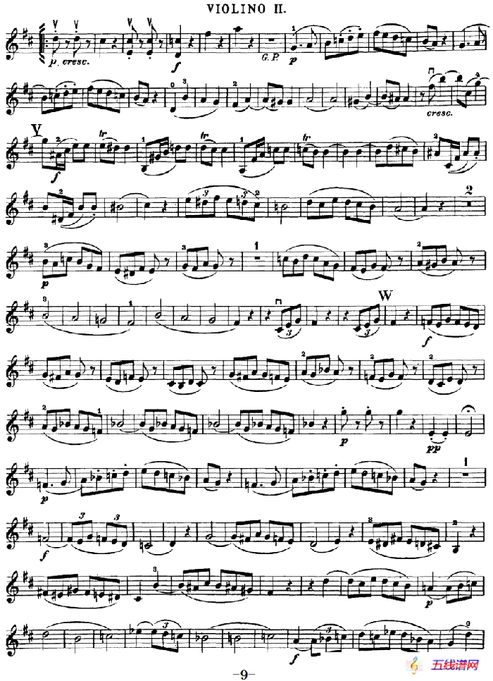 Mozart《Quartet No.20 in D Major,K.499》（Violin 2分谱）