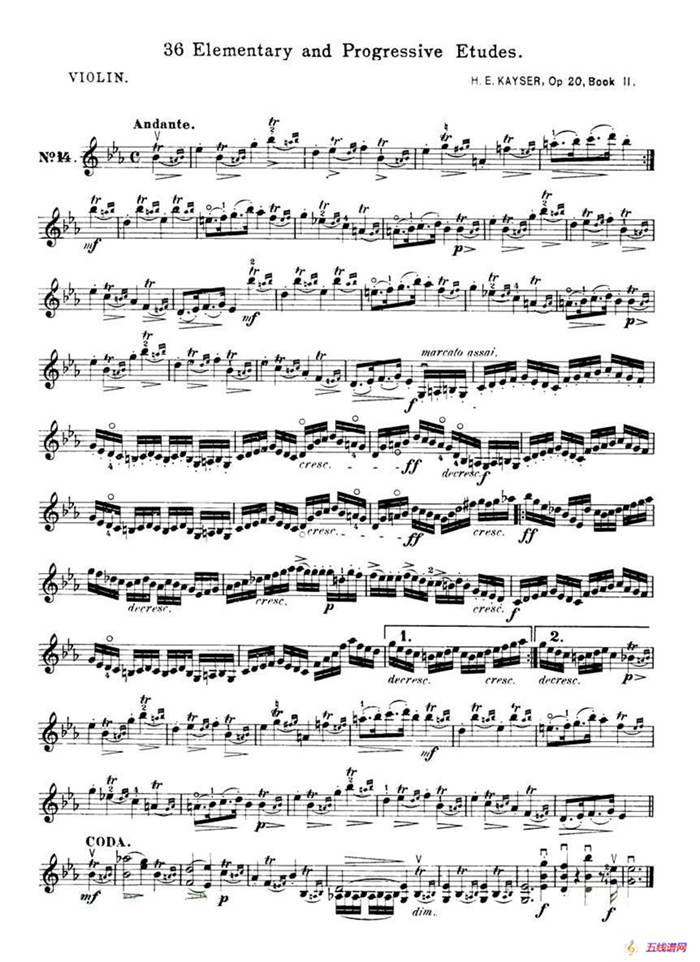开塞（KAYSER 36首小提琴练习曲之14）
