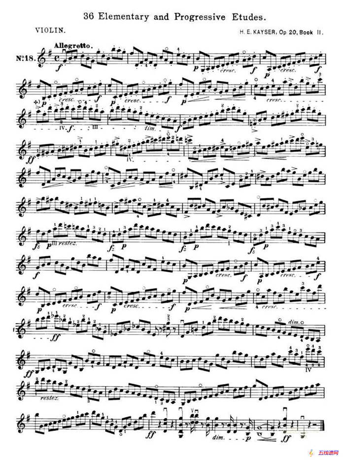开塞（KAYSER 36首小提琴练习曲之18）