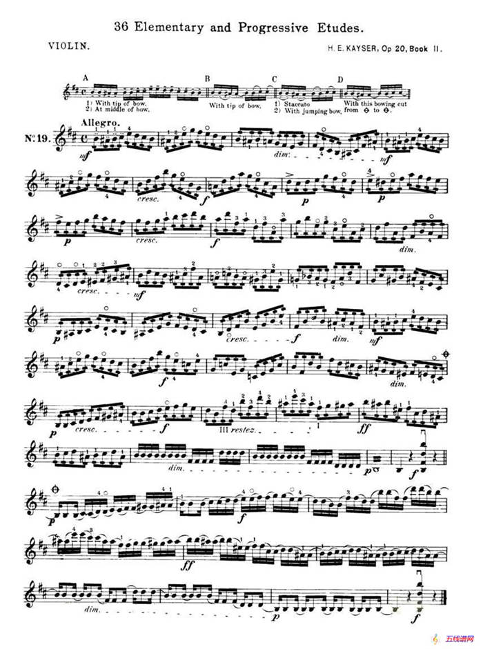 开塞（KAYSER 36首小提琴练习曲之19）