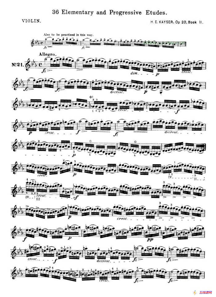开塞（KAYSER 36首小提琴练习曲之21）