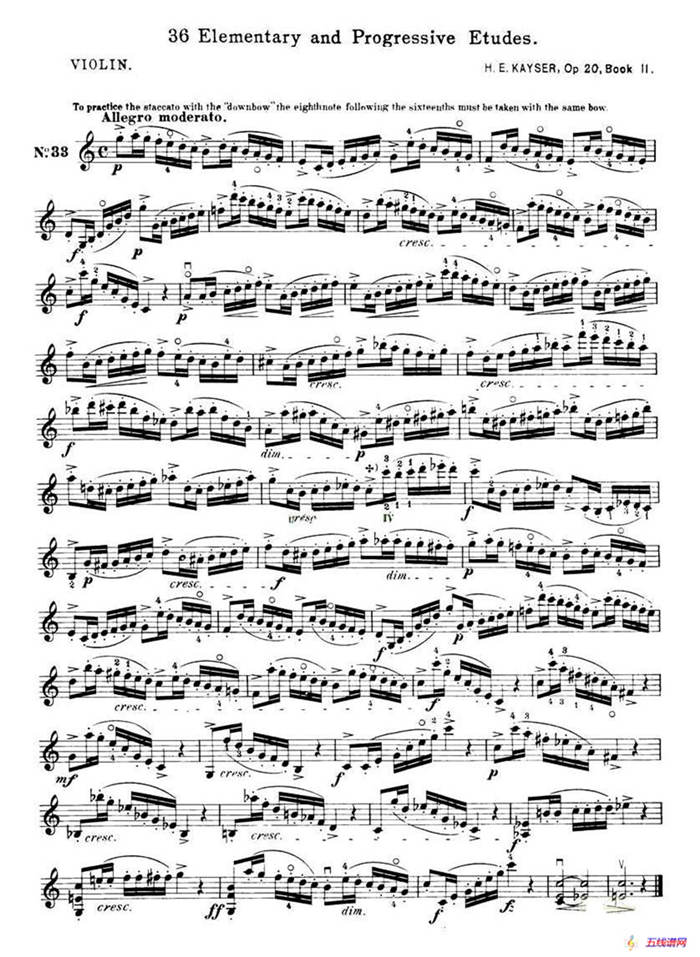 开塞（KAYSER 36首小提琴练习曲之33）