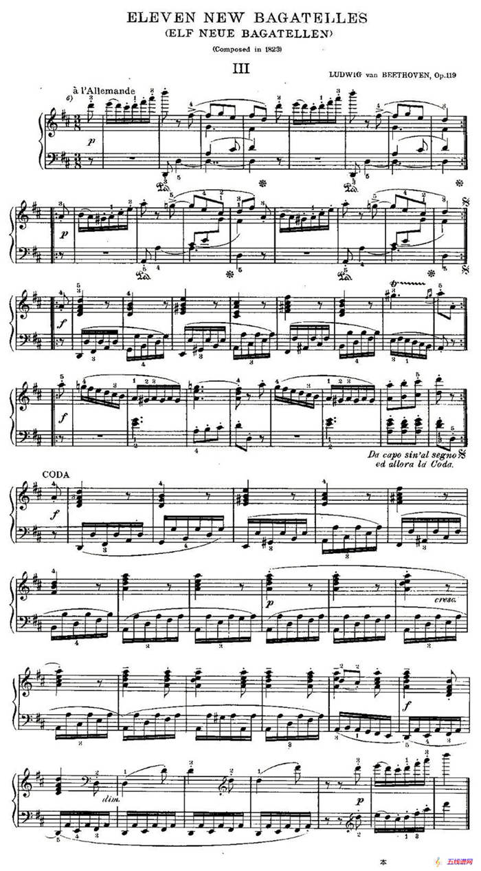贝多芬钢琴小品Op.119 之三