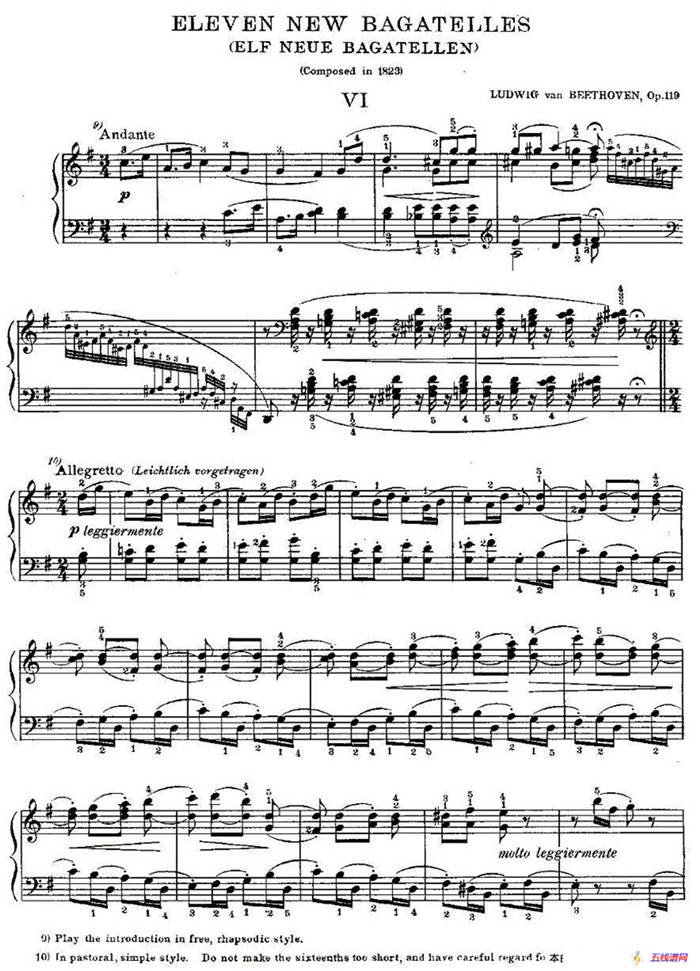 贝多芬钢琴小品Op.119 之六