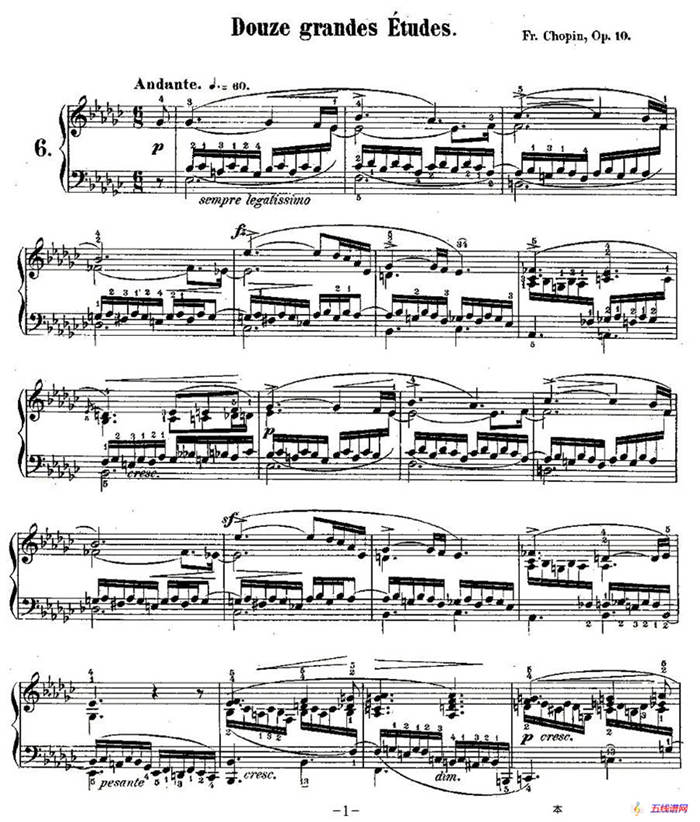 肖邦钢琴练习曲，Op.10之六