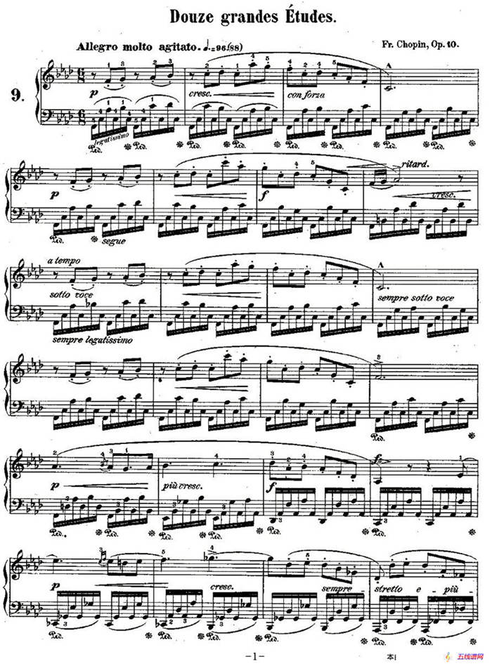 肖邦钢琴练习曲，Op.10之九