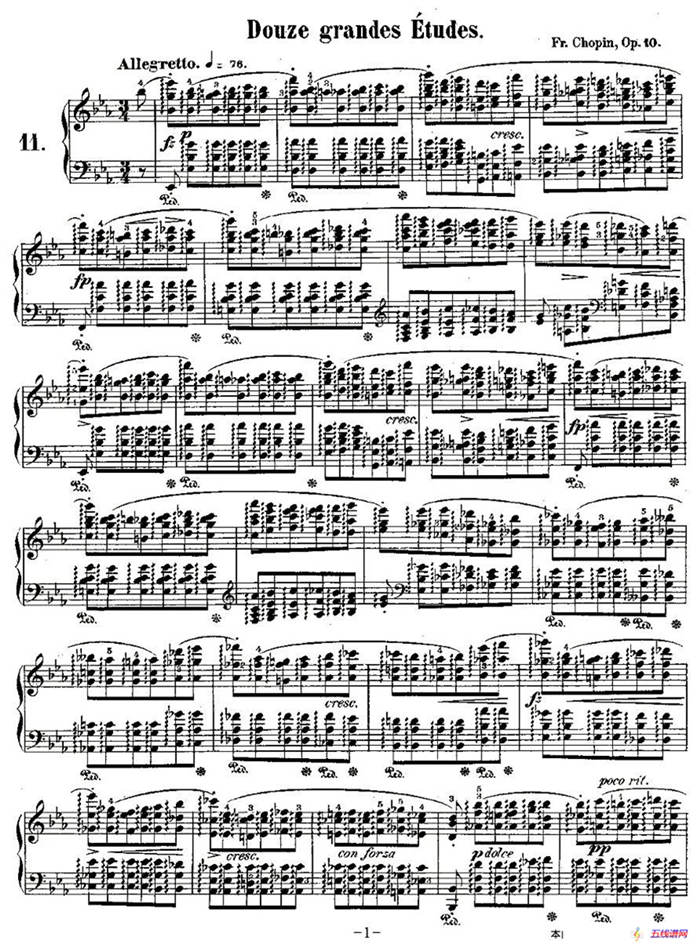 肖邦钢琴练习曲，Op.10之十一