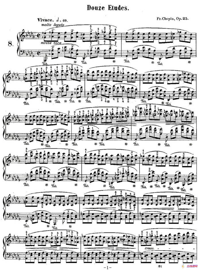 肖邦钢琴练习曲，Op.25之八