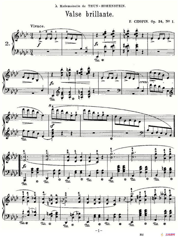 valse brillante，Op.34, No.1