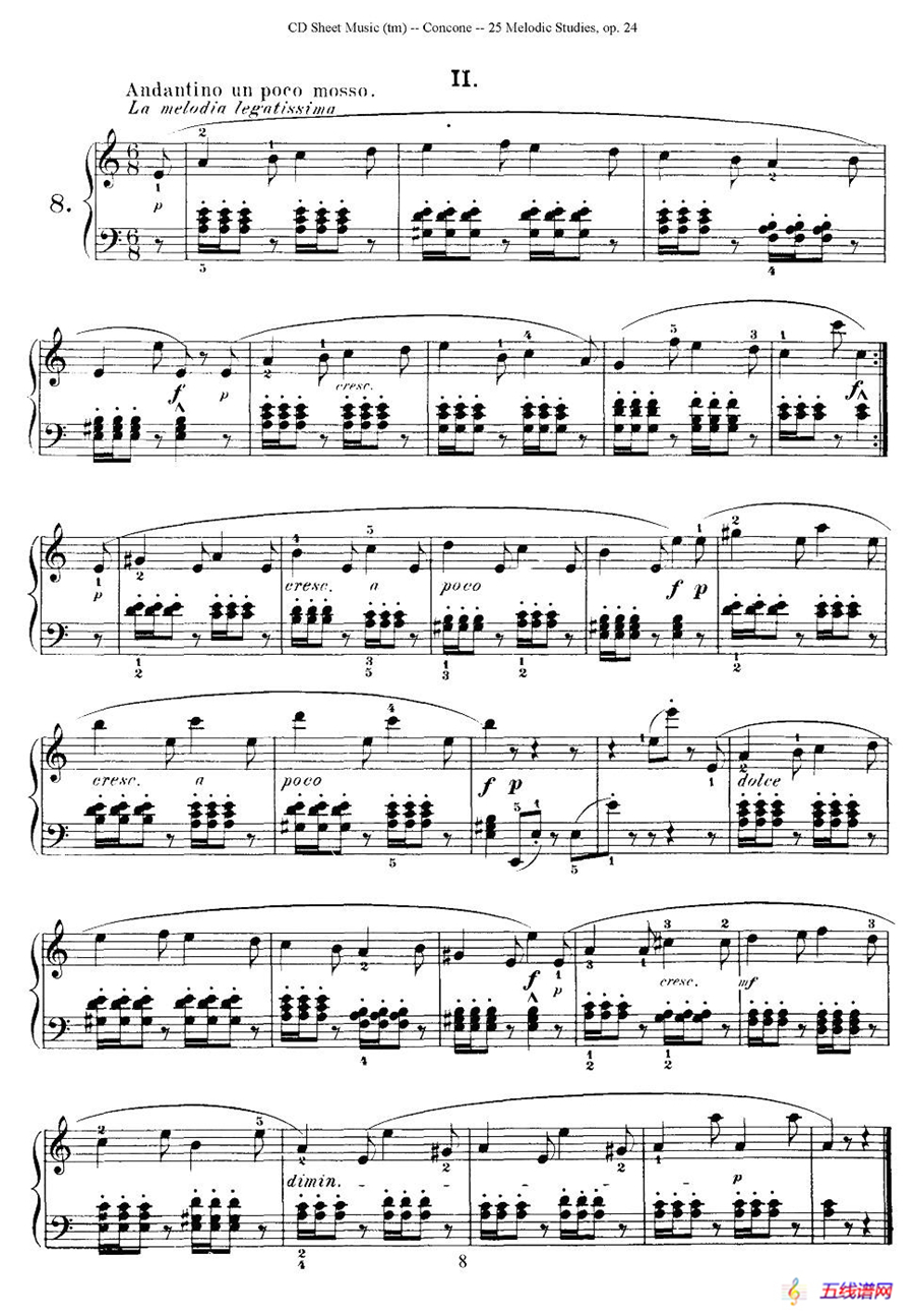 Concone - 25 Melodic Studies easy and progressive（6—10）