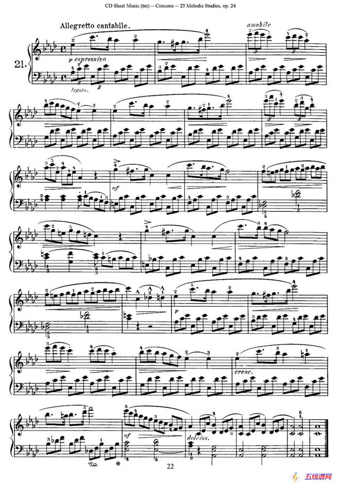 Concone - 25 Melodic Studies easy and progressive（21—25）