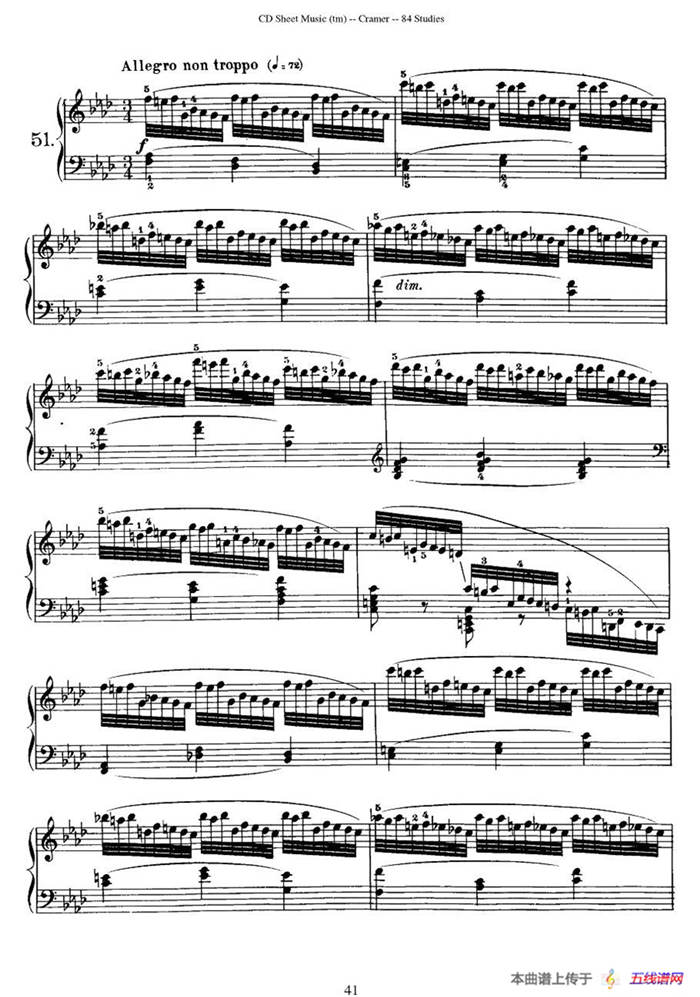 Cramer - 84 exercices（51—55）（克拉莫84首钢琴练习曲）