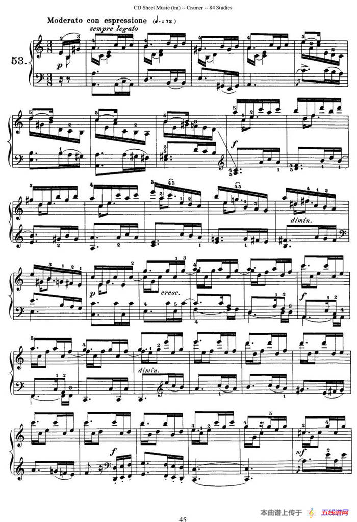 Cramer - 84 exercices（51—55）（克拉莫84首钢琴练习曲）