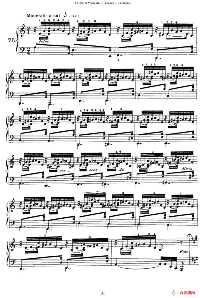 Cramer - 84 exercices（76—80）（克拉莫84首钢琴练习曲）