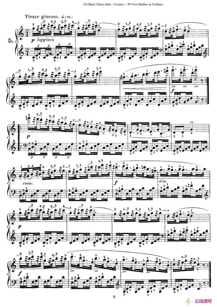 Czerny - 30 New Studies - 5（车尔尼Op849 - 30首练习曲）