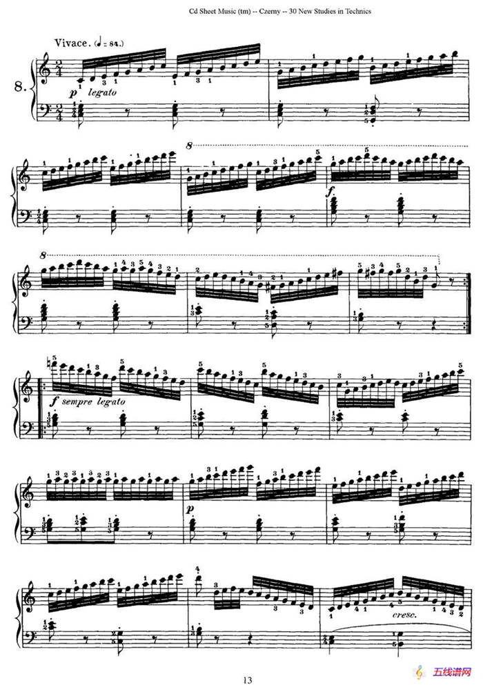Czerny - 30 New Studies - 8（车尔尼Op849 - 30首练习曲）