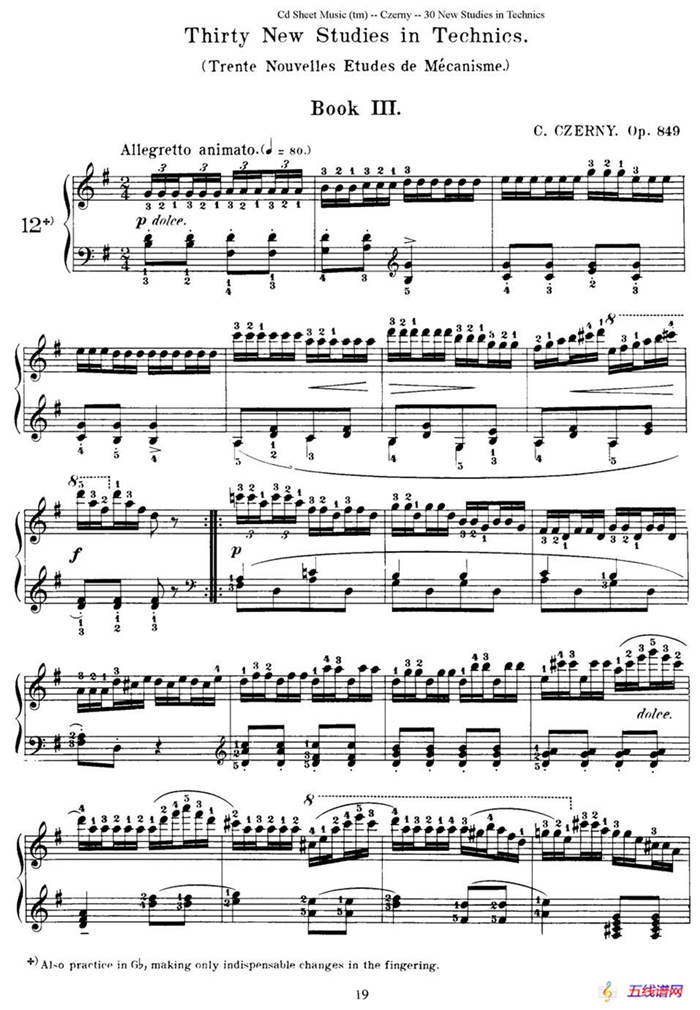 Czerny - 30 New Studies - 12（车尔尼Op849 - 30首练习曲）