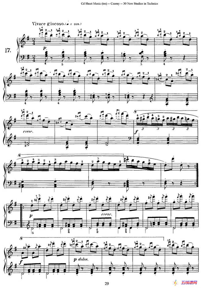 Czerny - 30 New Studies - 17（车尔尼Op849 - 30首练习曲）