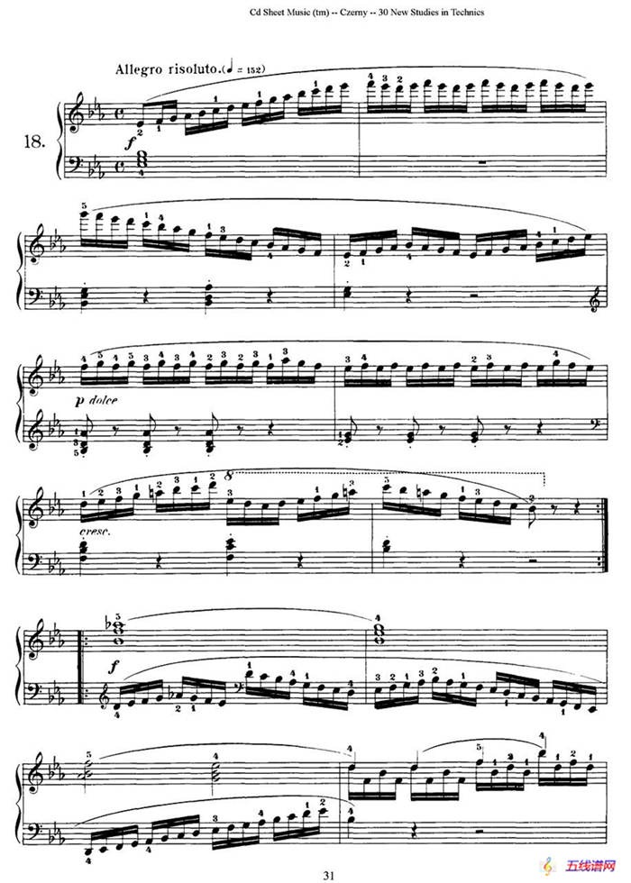Czerny - 30 New Studies - 18（车尔尼Op849 - 30首练习曲）