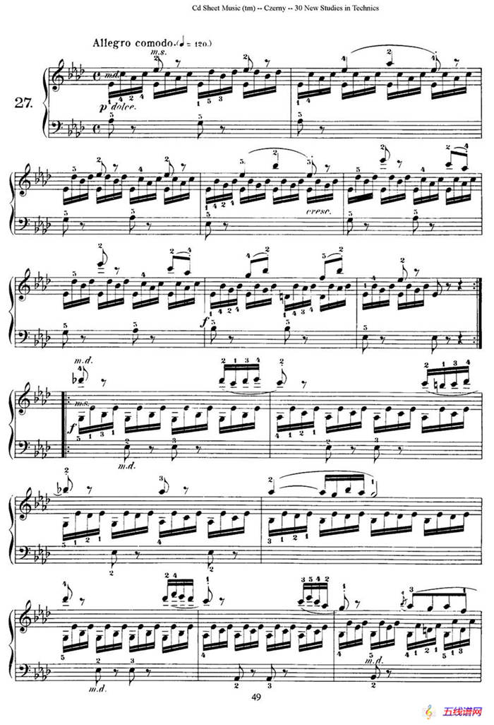 Czerny - 30 New Studies - 27（车尔尼Op849 - 30首练习曲）