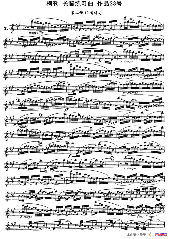 柯勒长笛练习曲作品33号（第二册）（2）