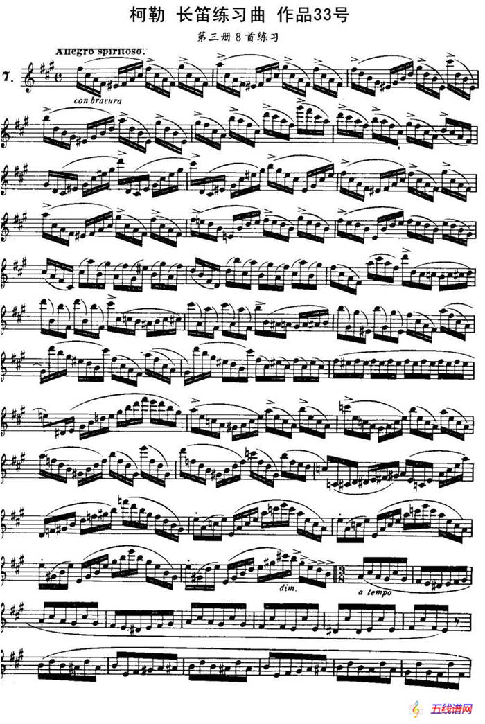 柯勒长笛练习曲作品33号（第三册）（7）