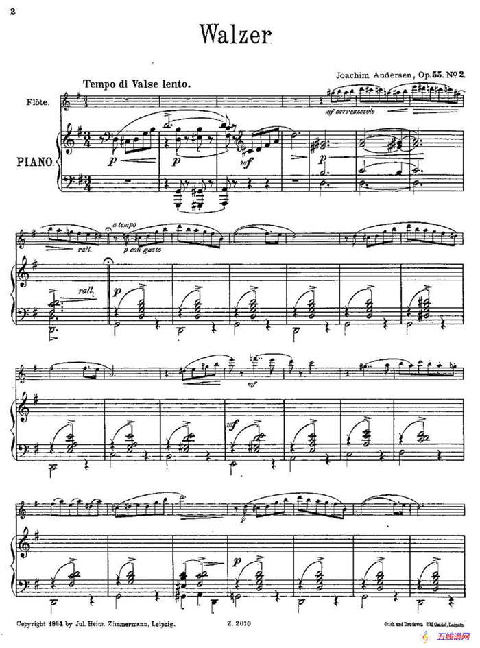 Walzer（Op.55 No.2）（长笛+钢琴伴奏）