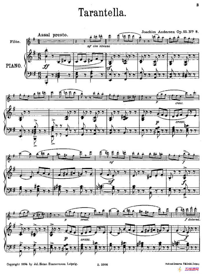 Tarantelle（Op.55 No.8）（长笛+钢琴伴奏）