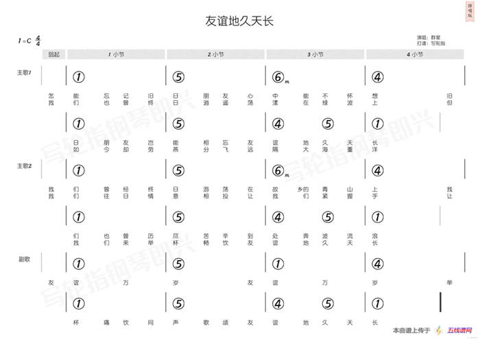 友誼地久天長（簡和譜）